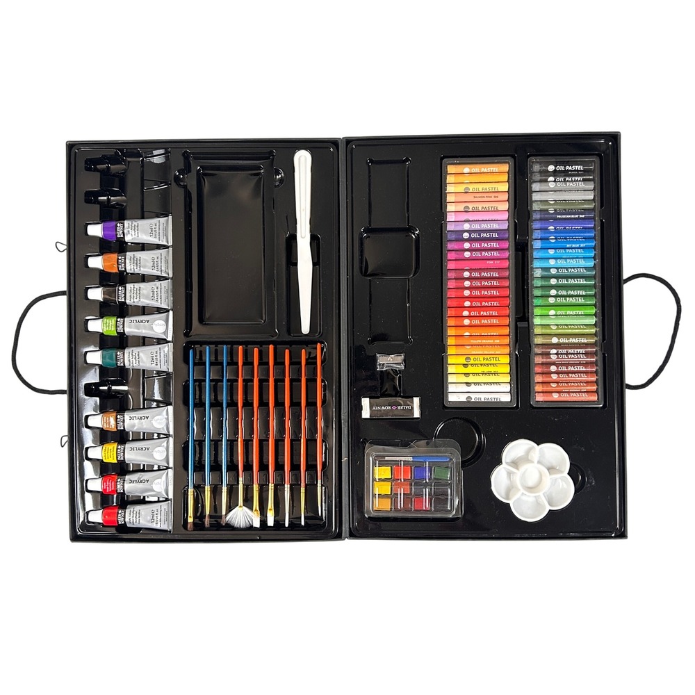 Daler Rowney Art Set Painting Drawing Kit 50+ Piece Mixed Media Lg W/ Carry Case